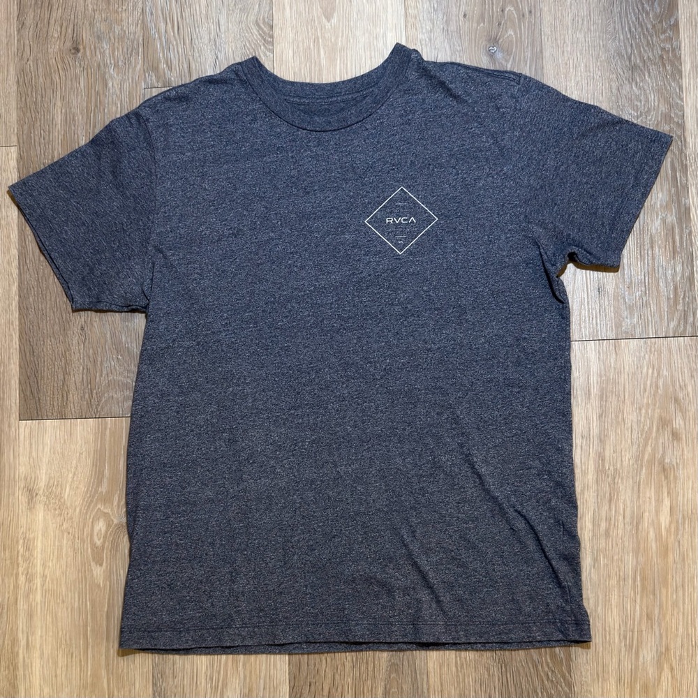 RVCA Charcoal Heather Short Sleeve Logo T‑Shirt